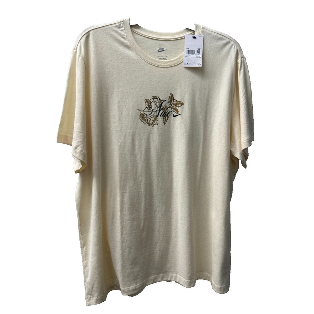 Nike Floral Script Leaf Logo T-Shirt Men's XXL Graphic Tee Cotton Streetwear